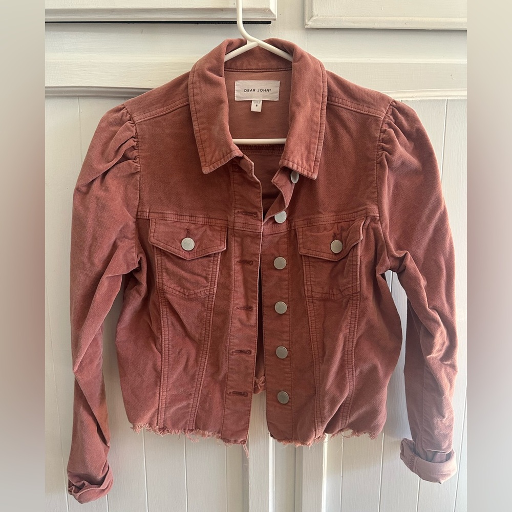 Dear John Mauve/Pink Corduroy Puff-Sleeve Jacket
